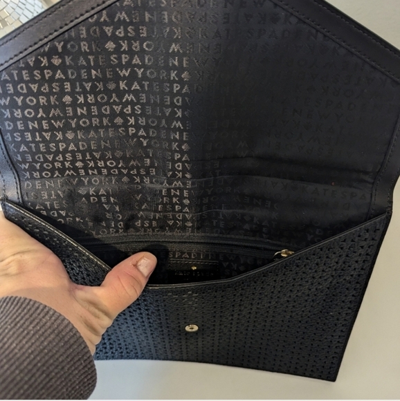 Kate Spade Mallo Wakefield Lane Black Pebbled Leather Envelope Clutch EUC - Picture 4 of 7